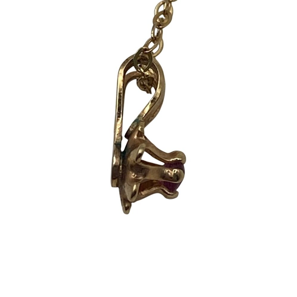 Vintage 14k Gold Filled Ruby Pendant Necklace 15" Stone GLOWS Delicate Layering - Picture 10 of 10